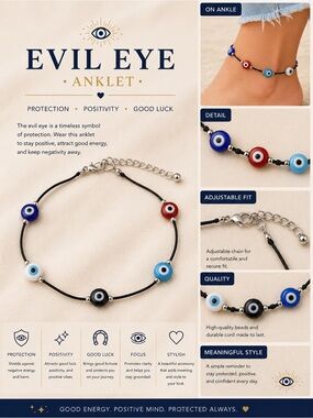 Evil Eye Anklet - Multicolor Beaded Protection Bracelet